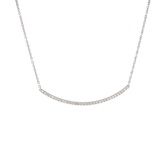 18K White Gold Diamond Pave Curved Bar Necklace (.20ctw)