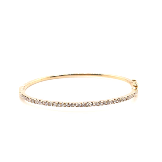 14K Yellow Gold Single Row Diamond Bangle (.94ctw)