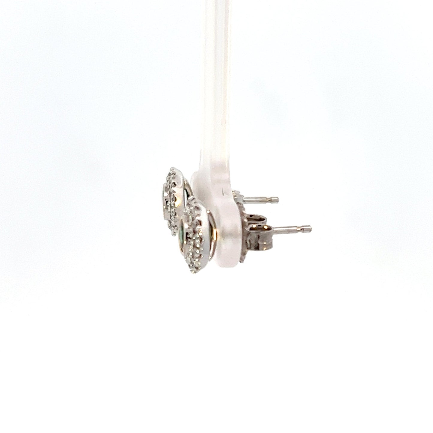 14K White And Yellow Gold Tsavorite Garnet Diamond Halo Stud Earrings (.86ctw)