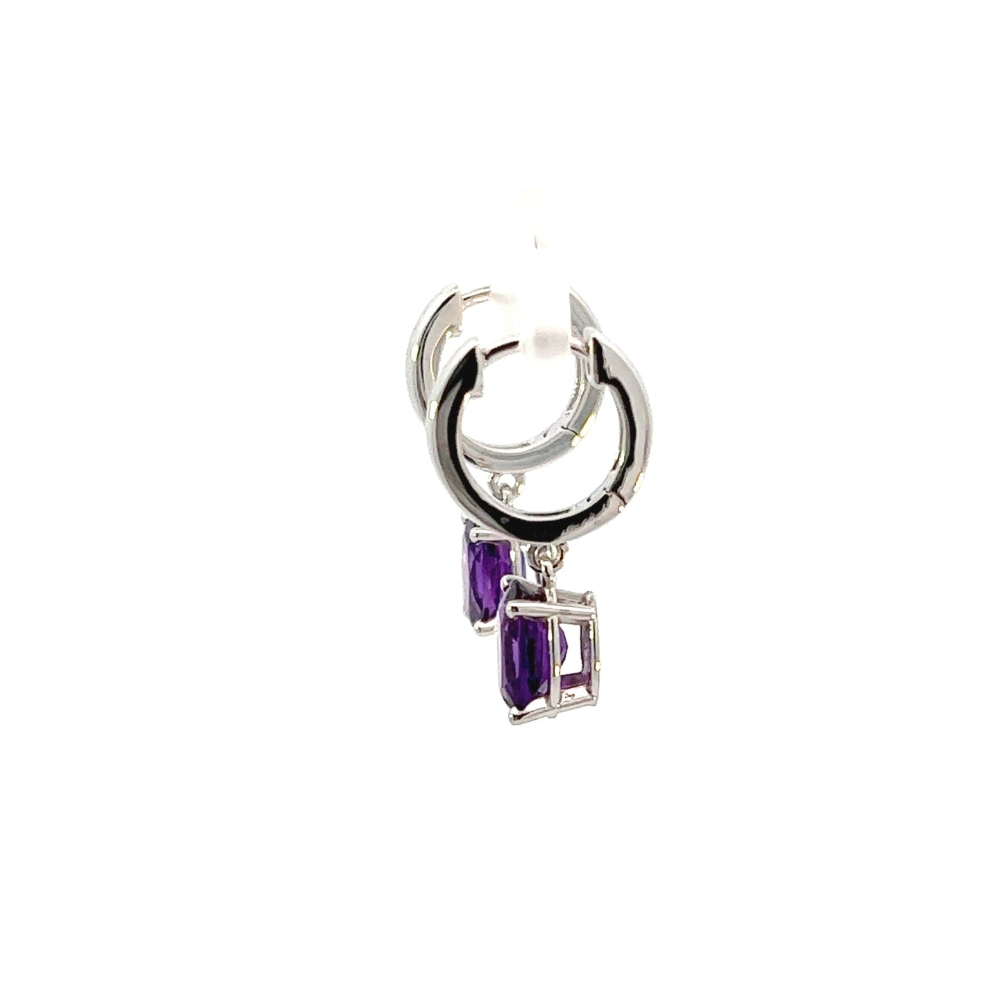 14K White Gold Oval Amethyst Dangle Earrings (2.40ctw)
