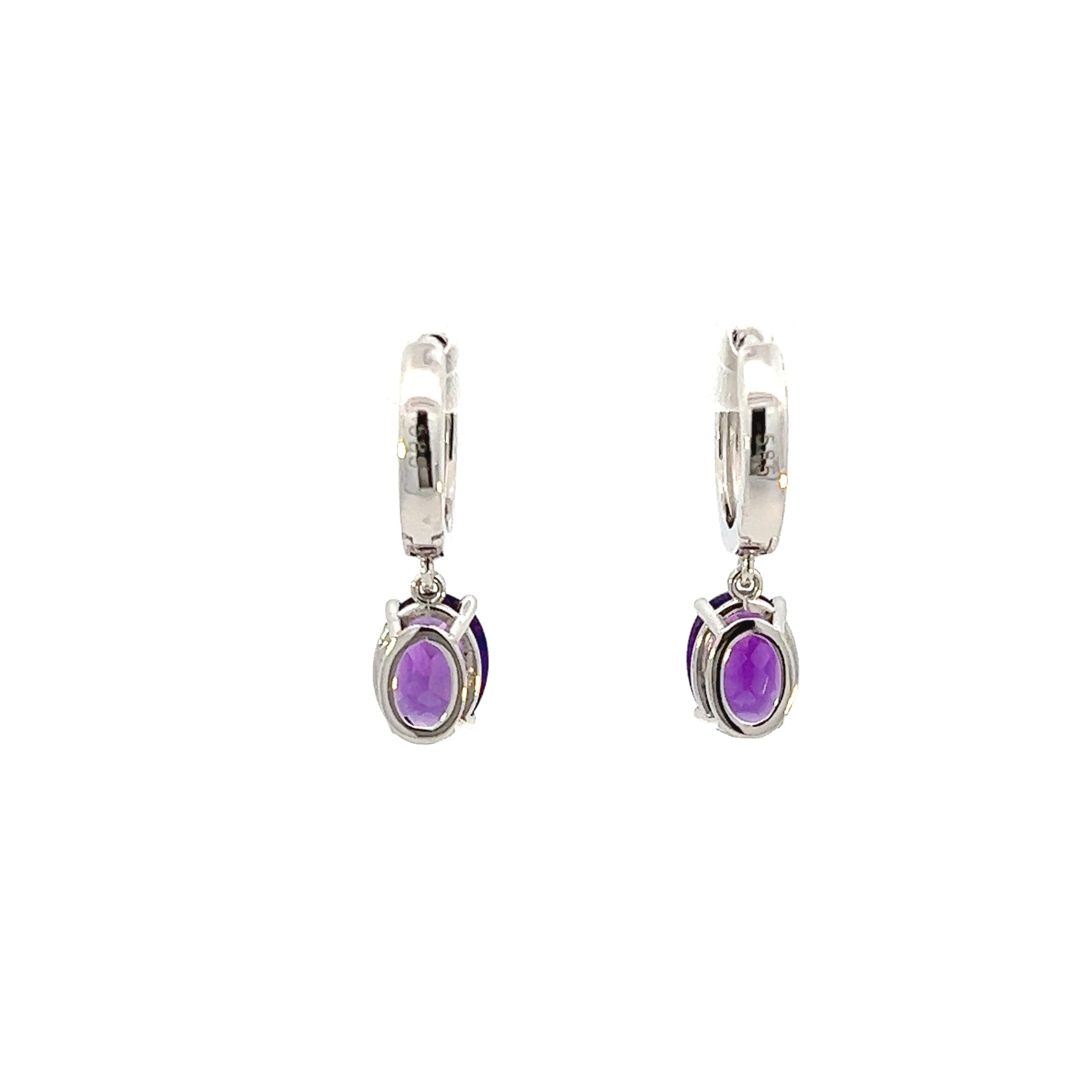 14K White Gold Oval Amethyst Dangle Earrings (2.40ctw)