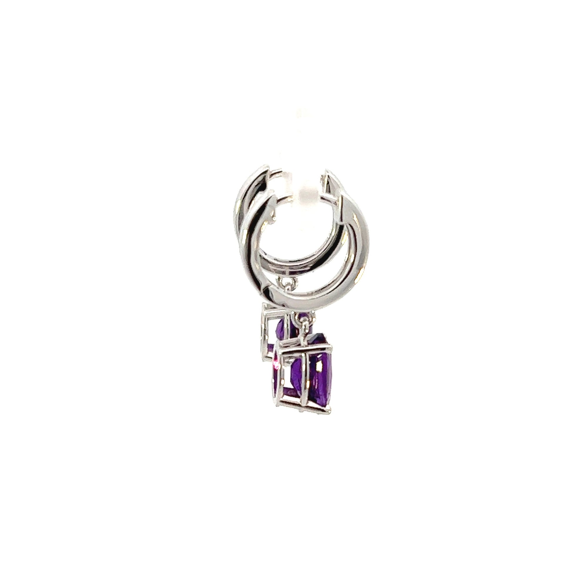 14K White Gold Oval Amethyst Dangle Earrings (2.40ctw)