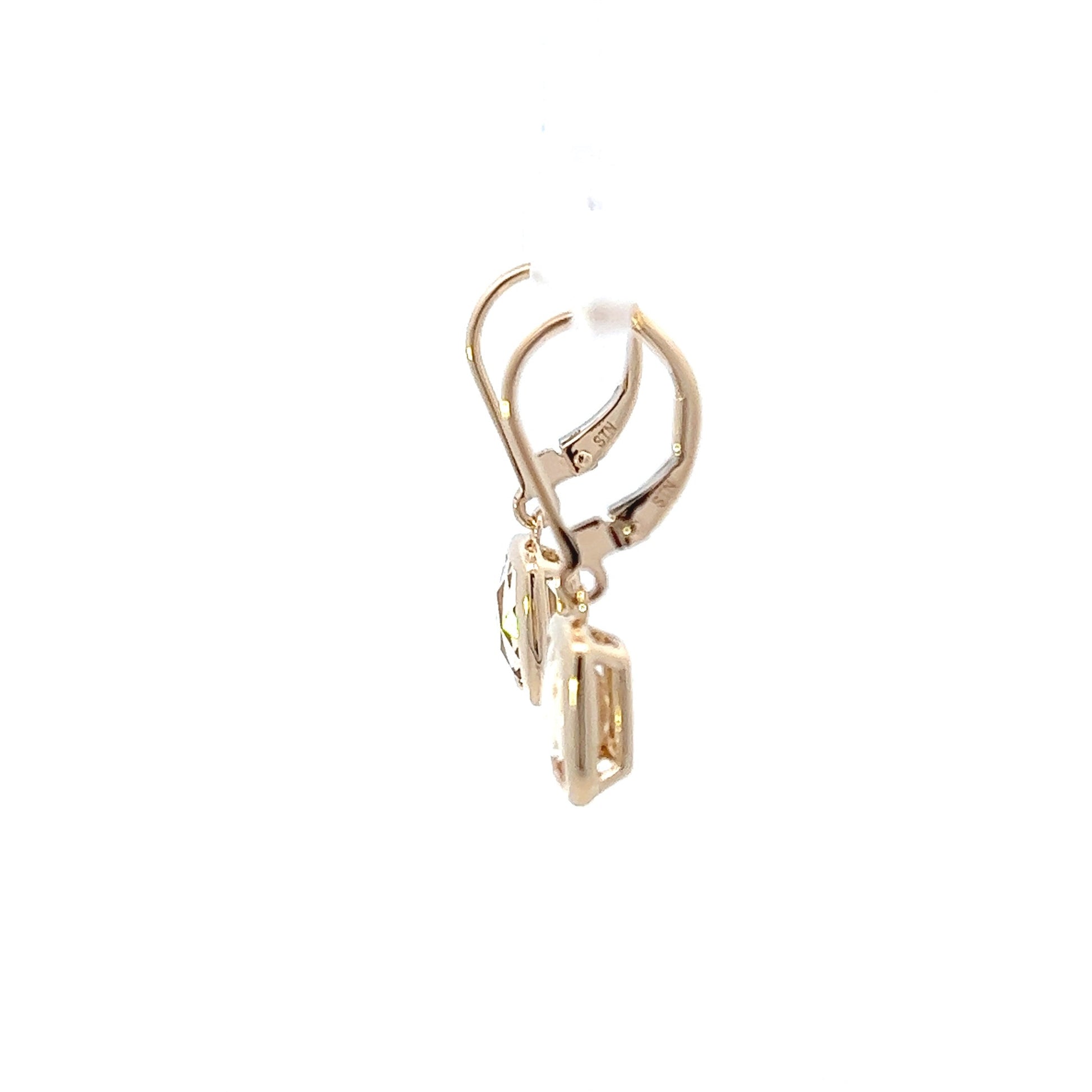 14K Yellow Gold Antique Cushion Cut Citrine Dangle Earrings (1.46ctw) 
