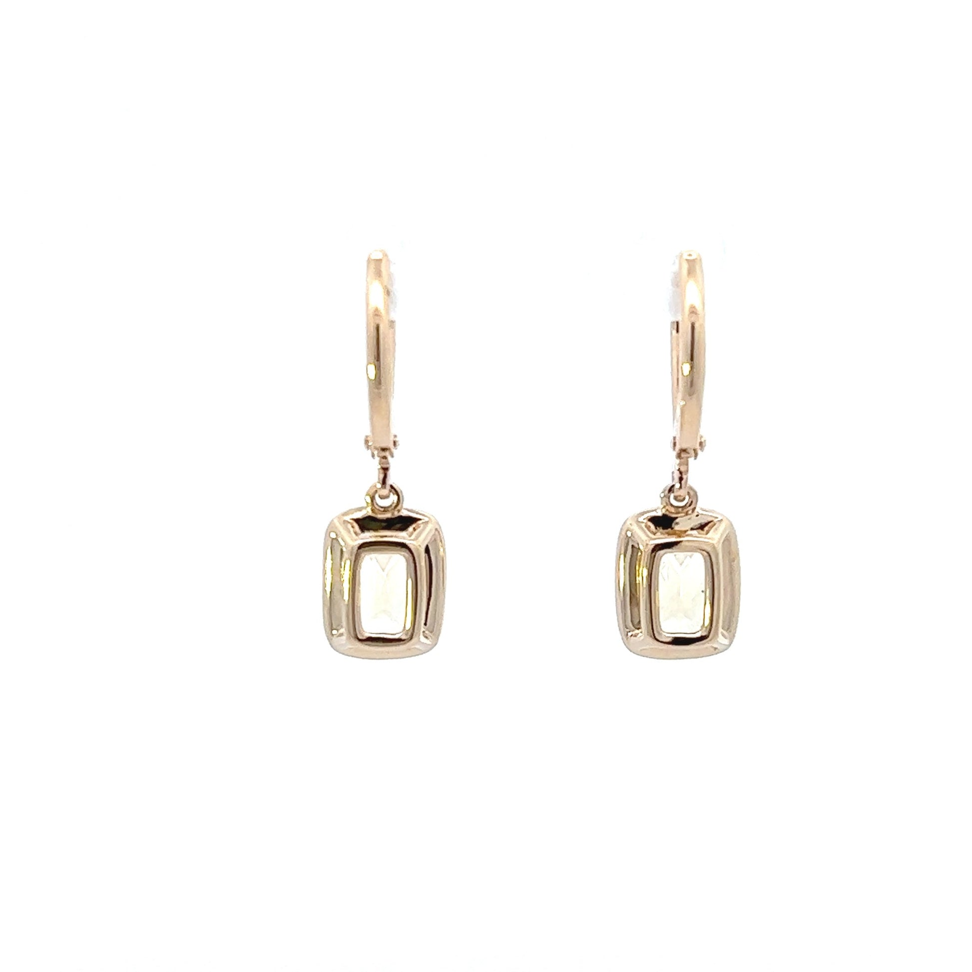 14K Yellow Gold Antique Cushion Cut Citrine Dangle Earrings (1.46ctw) 