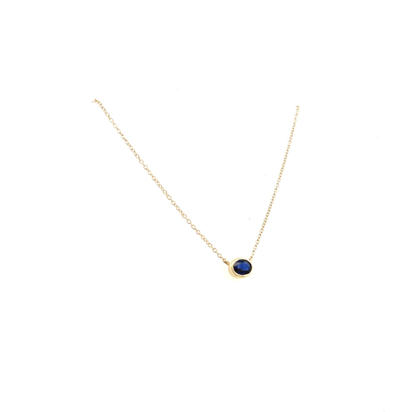 14K Yellow Gold Bezel Set Sapphire Necklace (.75ctw) 