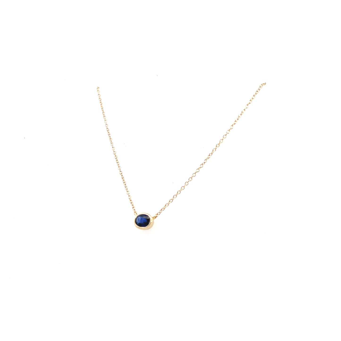 14K Yellow Gold Bezel Set Sapphire Necklace (.75ctw) 