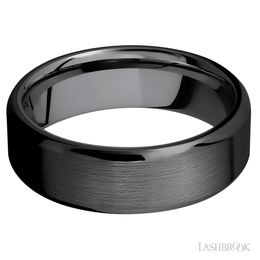 Zirconium Men's 7MM Wedding Ring With Satin Finish