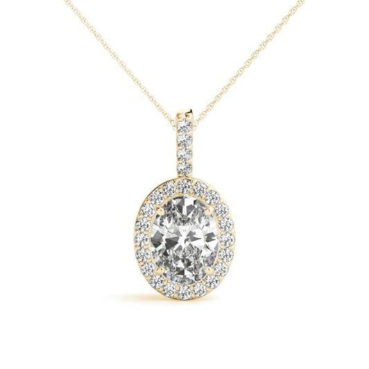 14K Yellow Gold Oval Diamond Halo Pendant (1.10ctw) 
