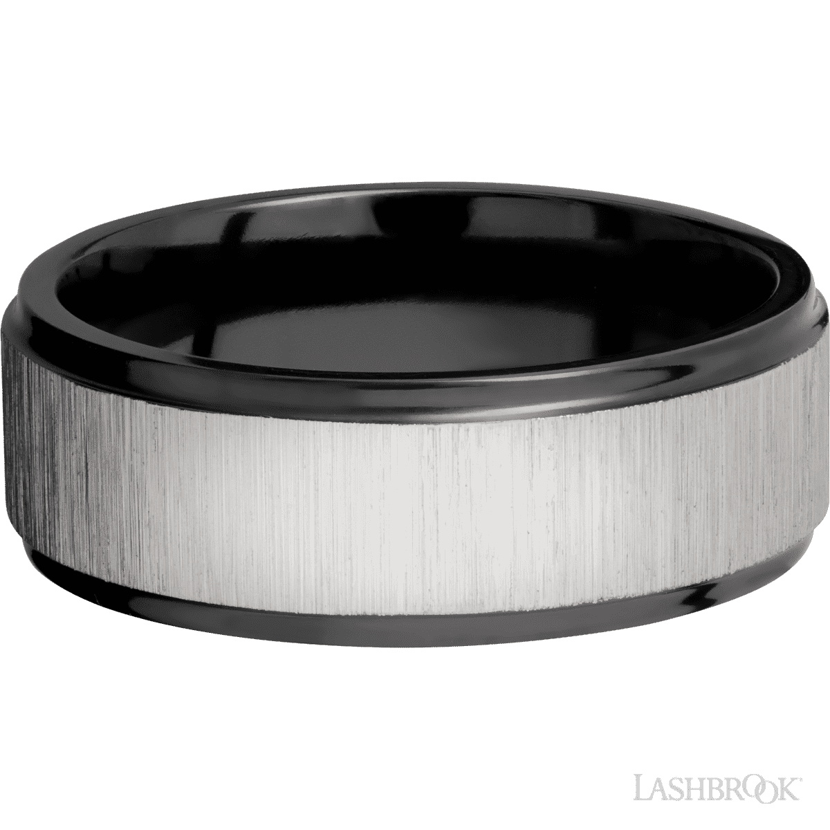 Zirconium Men's 8MM Wedding Ring Cross Satin Silver Inlay