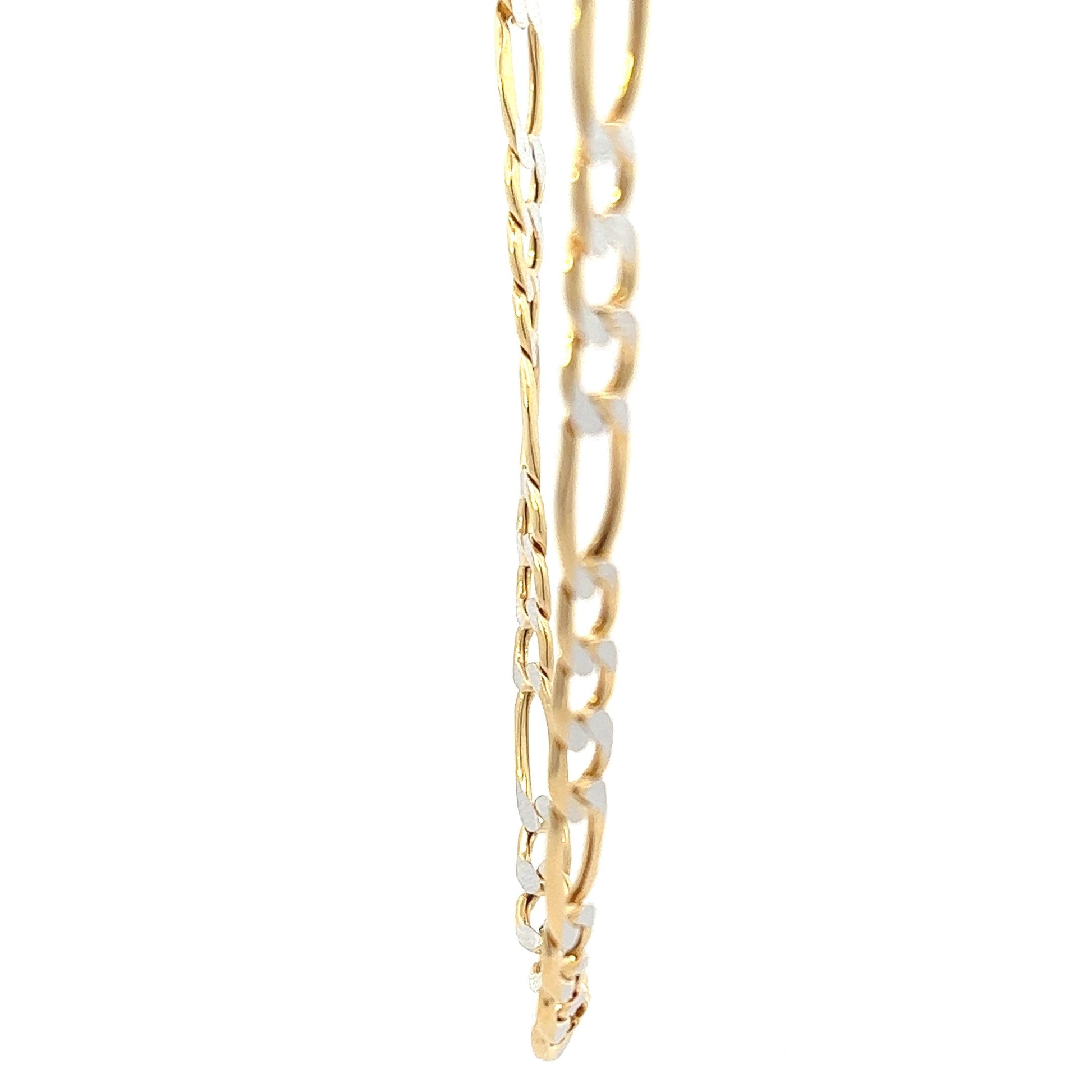 14K Yellow Gold Diamond Cut Figaro Chain (23") 