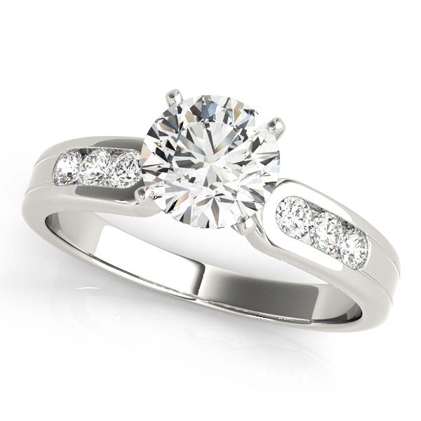 14K White Gold Round Brilliant Engagement Ring With Channel Set Diamond Accents (1.35ctw)