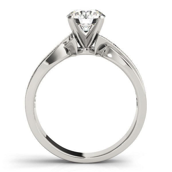 14K White Gold Round Brilliant Diamond Wide Soliatire Engagement Ring (1ct)
