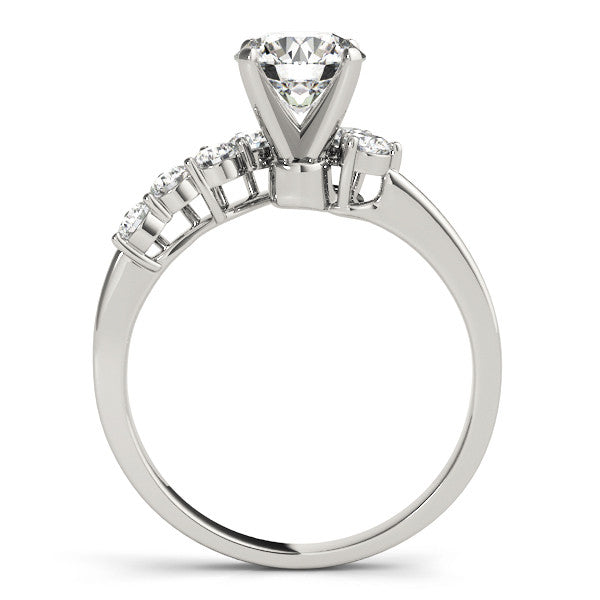 14K White Gold Round Brilliant Diamond Engagement Ring With Pave Diamond Accents (1.05ctw)