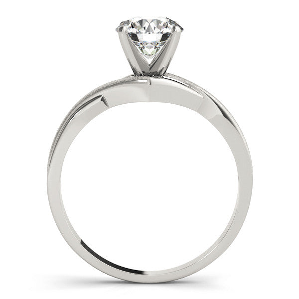 14K White Gold Round Brilliant Diamond Twisted Solitaire Engagement Ring (1ct)