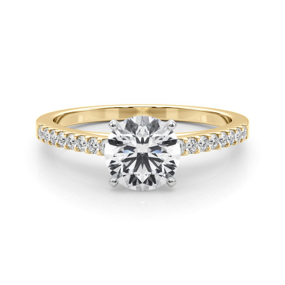 14K Yellow Gold Round Brilliant Diamond Engagement Ring With Pave Accents (1.02ctw)