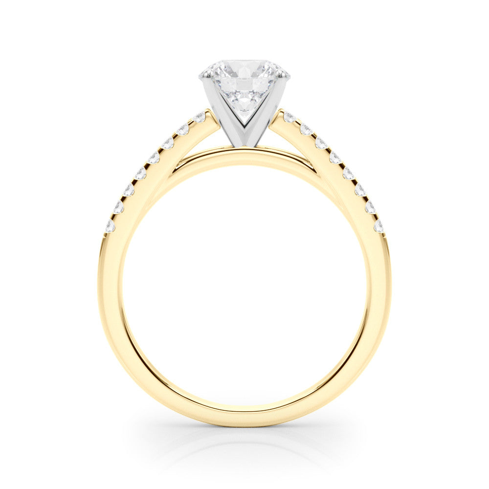 14K Yellow Gold Round Brilliant Diamond Engagement Ring With Pave Accents (1.02ctw)