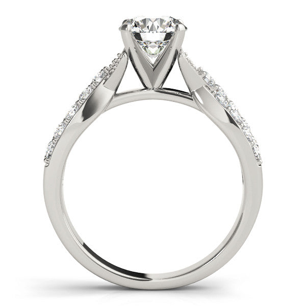 14K White Gold Round Brilliant Diamond Twist Engagement Ring With Pave Accents (1.50ctw)