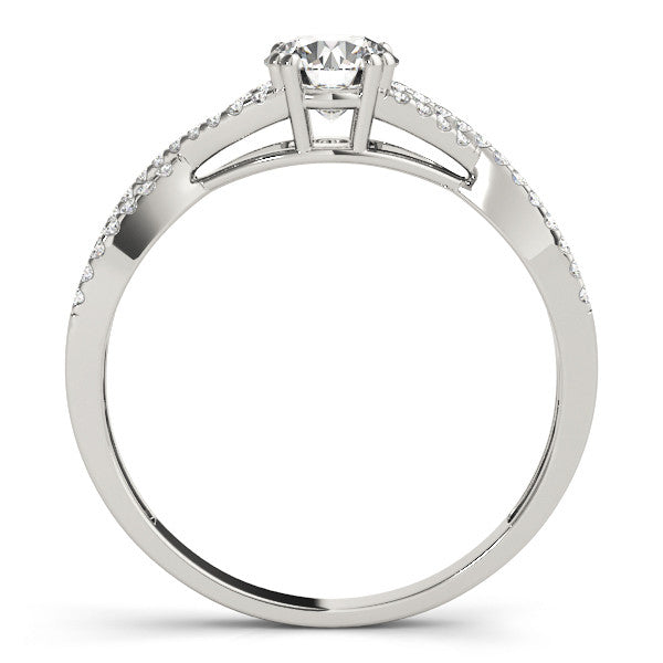 14K White Gold Round Brilliant Diamond Twist Engagement Ring With Pave Accents (1.20ctw)