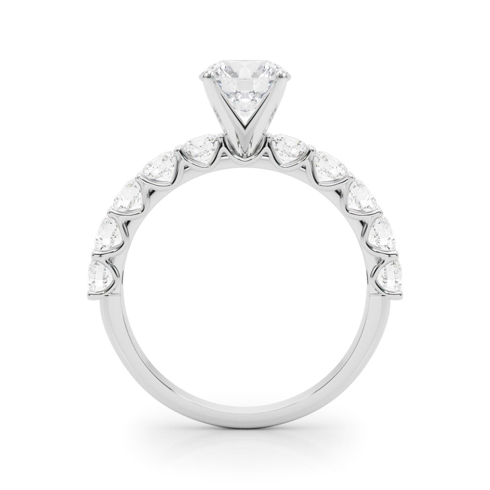 14K White Gold Lab-Grown Round Brilliant Diamond U Prong Engagement Ring - Options Available