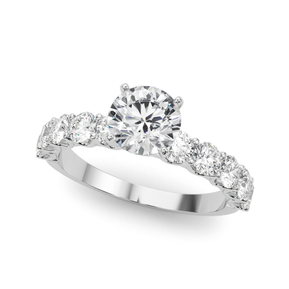 14K White Gold Lab-Grown Round Brilliant Diamond U Prong Engagement Ring - Options Available