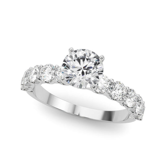14K White Gold Lab-Grown Round Brilliant Diamond U Prong Engagement Ring - Options Available