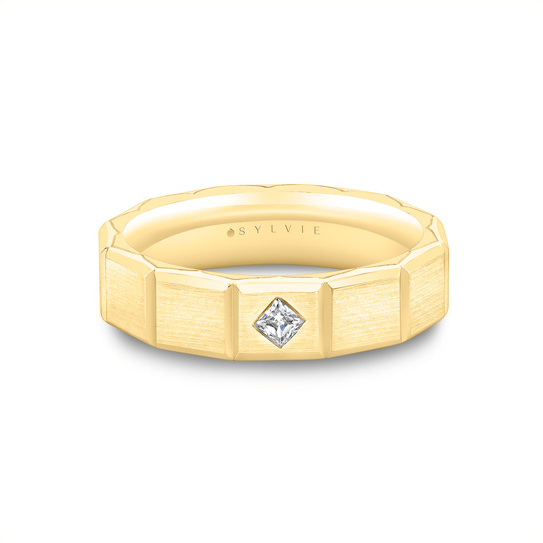 Fluted Shell Geometric Brushed Mens Band - Charles