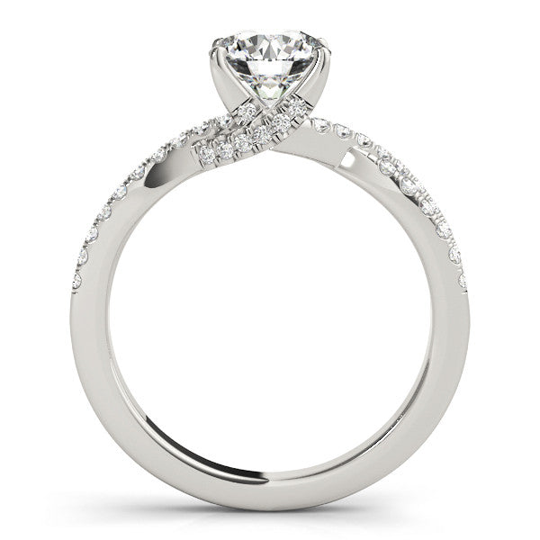 14K White Gold Round Brilliant Diamond Twist Engagement Ring With Pave Accents (1.25ctw)