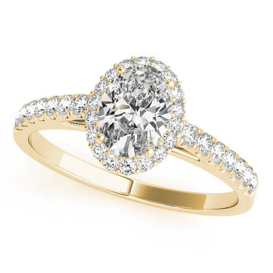 14K Yellow Gold Oval Brilliant Diamond Cathedral Halo With Pave Accents (1.25ctw) 