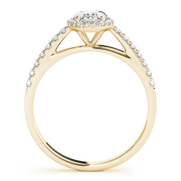 14K Yellow Gold Oval Brilliant Diamond Cathedral Halo With Pave Accents (1.25ctw) 