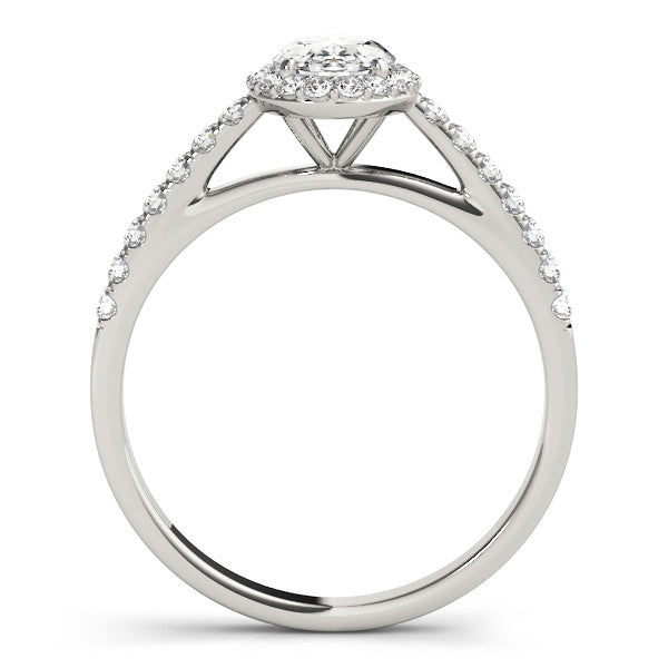 14K White Gold Lab-Grown Oval Diamond Halo Engagement Ring - Options Available