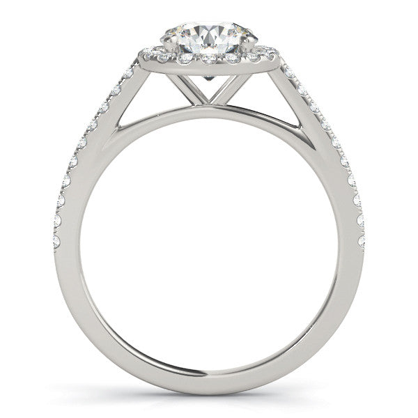 14K White Gold Lab-Grown Round Brilliant Diamond Halo Engagement Ring 