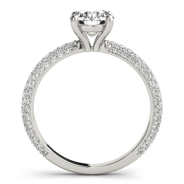 14K White Gold Lab-Grown Round Brilliant Diamond Engagement Ring With Three Sided Micropave