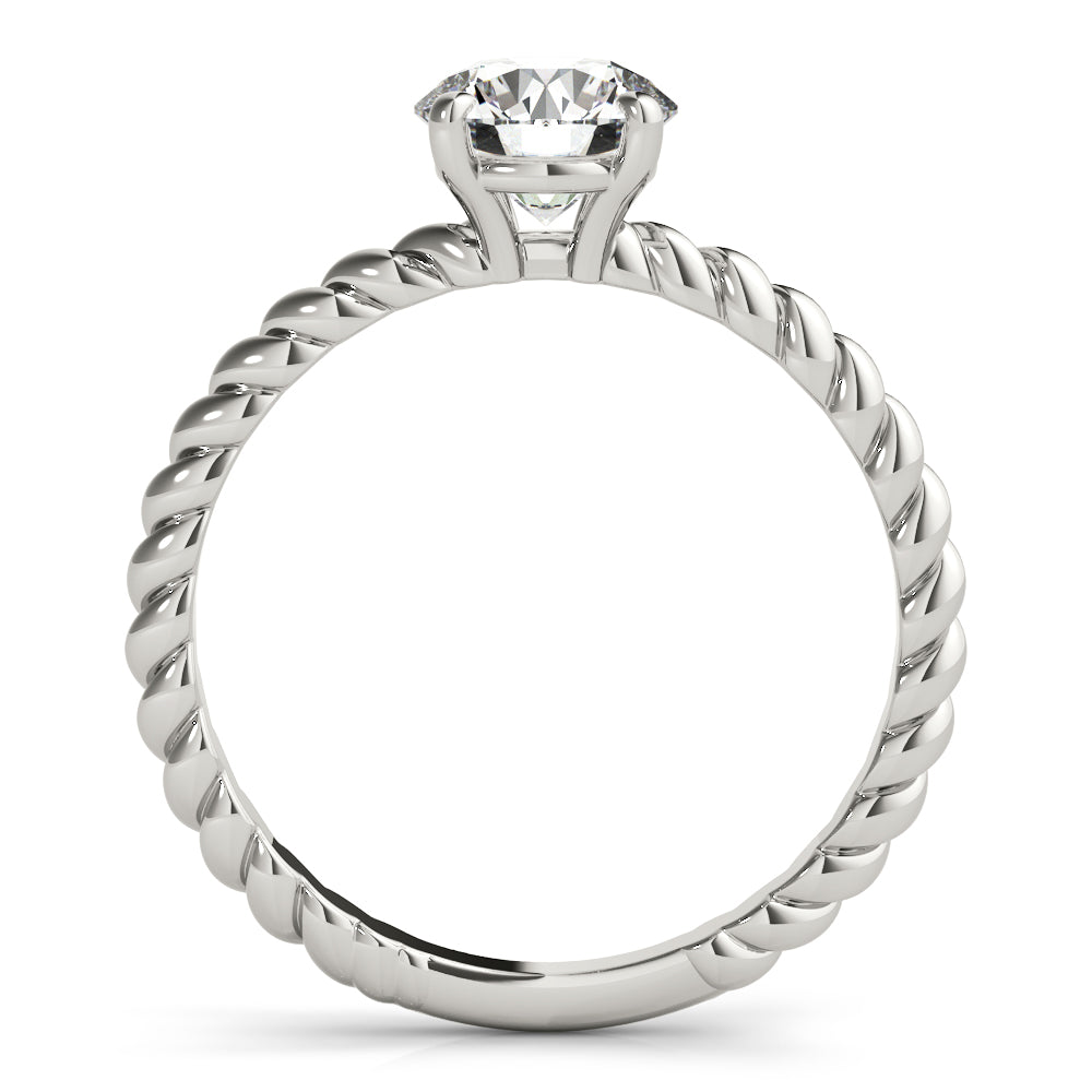 14K White Gold Round Brilliant Diamond Twisted Shank Solitaire (1ct)