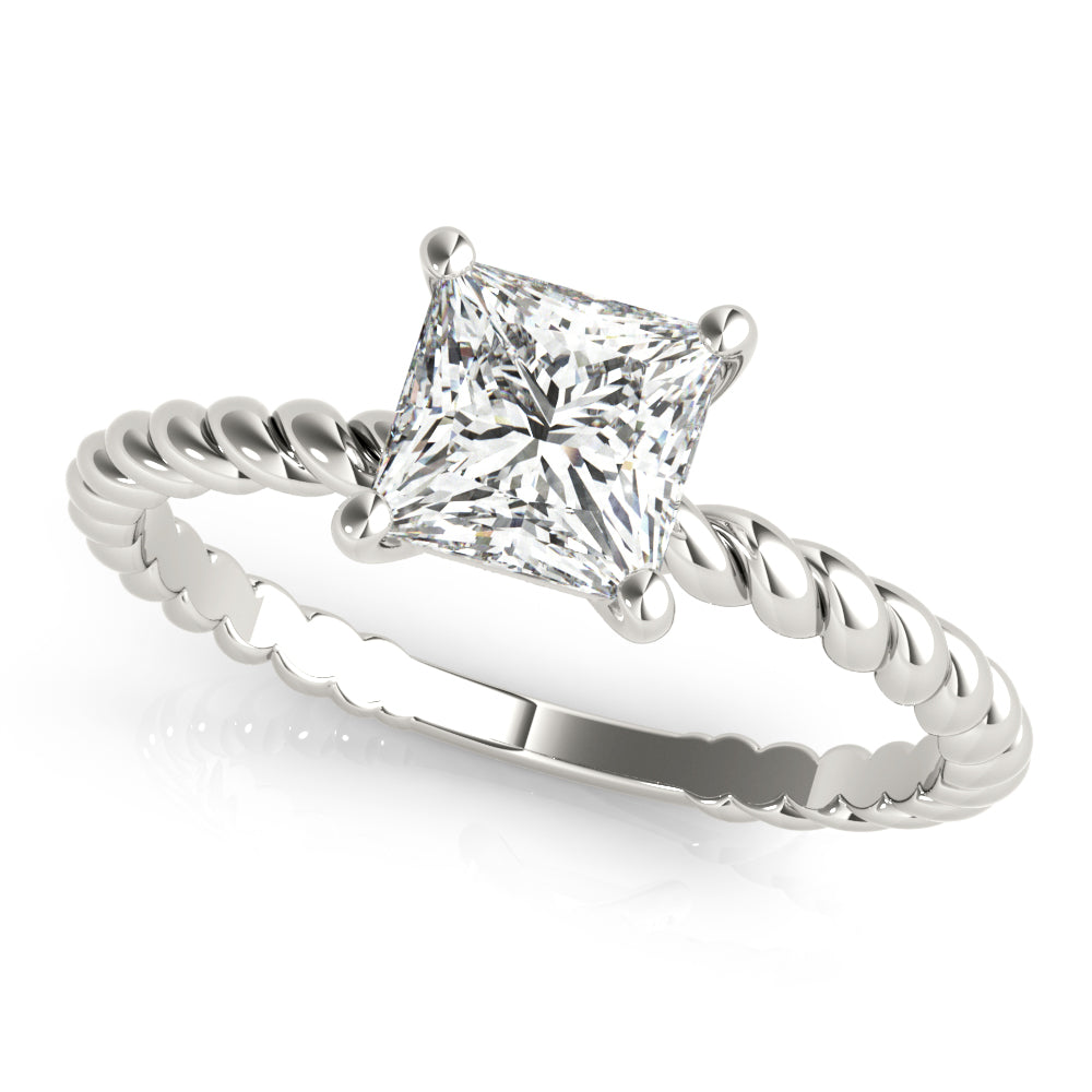 14K White Gold Princess Cut Diamond Twisted Shank Solitaire Engagement Ring (1ct)