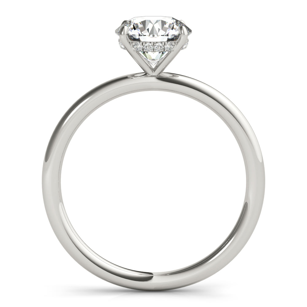 14K White Gold Round Brilliant Diamond Hidden Halo Engagement Ring (1.05ctw)
