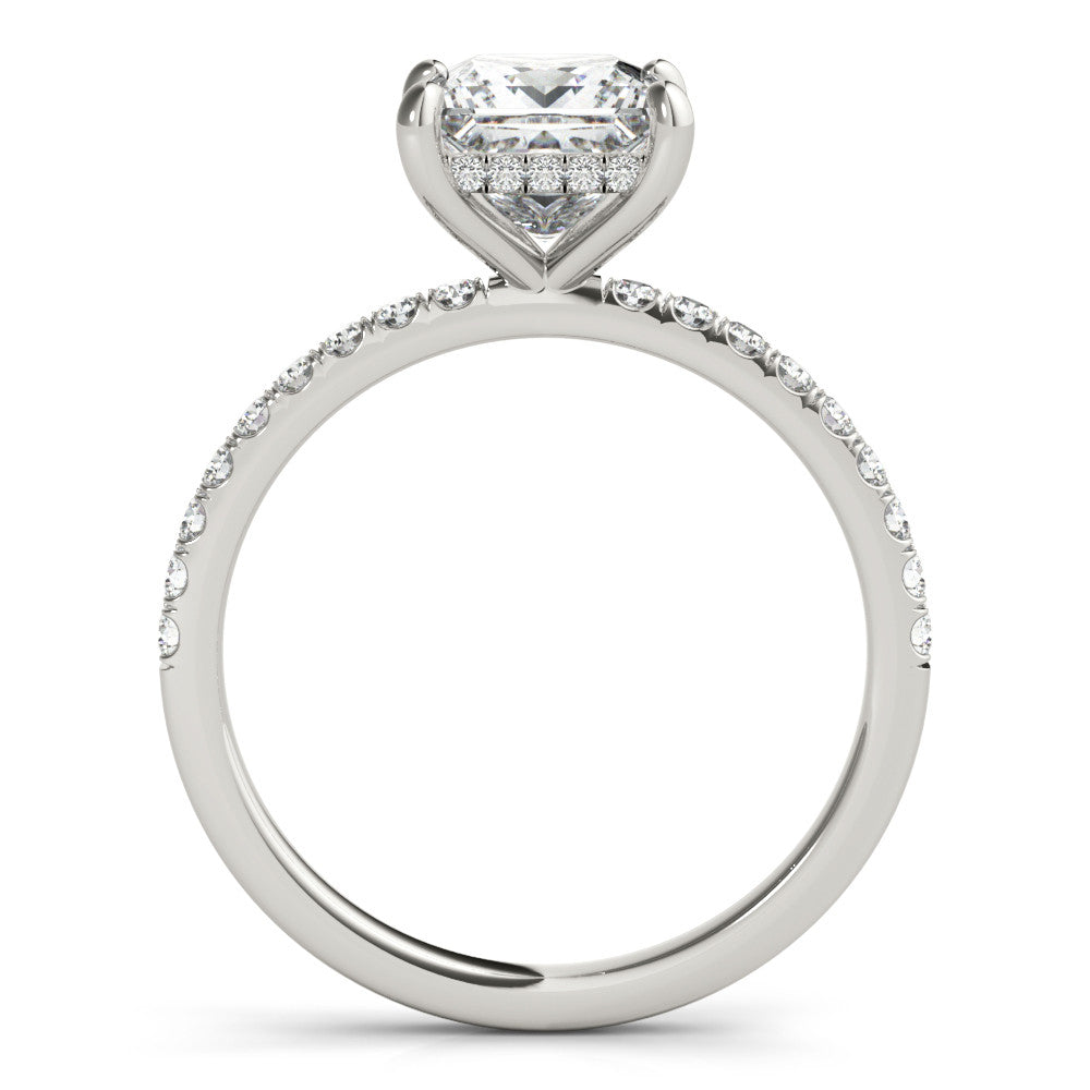 14K White Gold Lab-Grown Princess Cut Diamond Hidden Halo Engagement Ring - Options Available