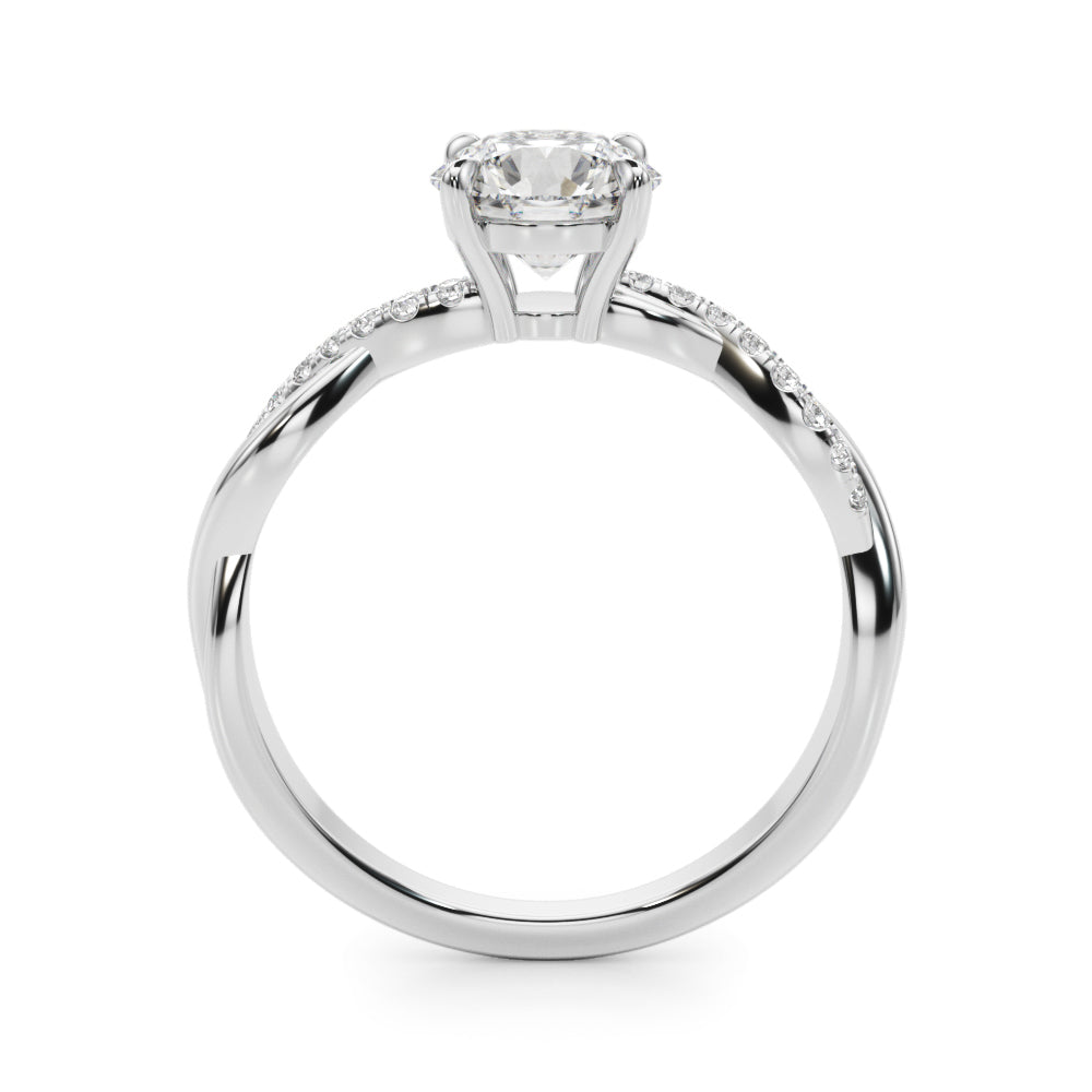 14K White Gold Round Brilliant Diamond Twisted Shank Engagement Ring (1.10ctw) 