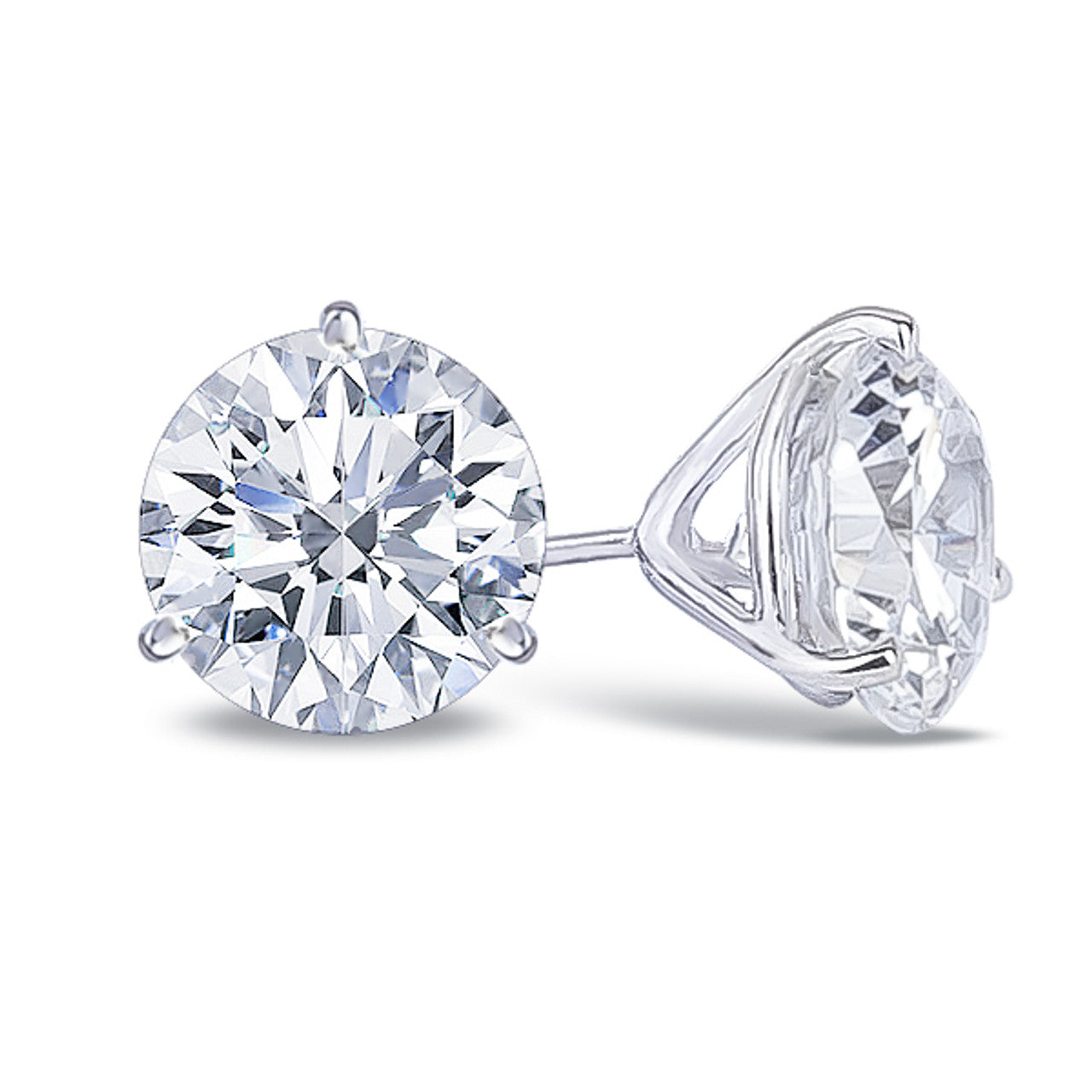 14K White Gold Lab-Grown Solitaire Earrings (2.50ctw)