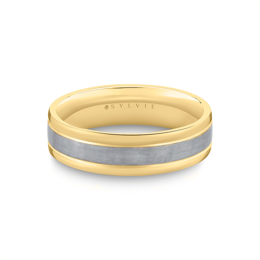 Heritage Two Tone Mens Band with Brushed Grey Gold - Luis