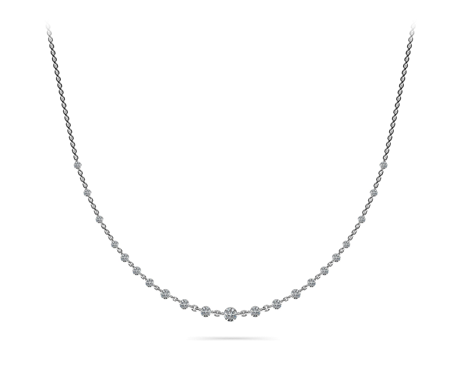 14K White Gold Floating Round Diamond Necklace (4ctw)