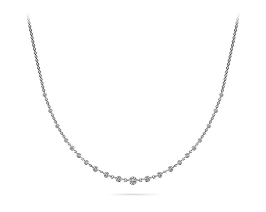 14K White Gold Floating Round Diamond Necklace (4ctw)