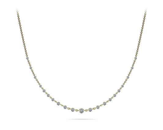 14K Yellow Gold Floating Round Diamond Necklace (4ctw)
