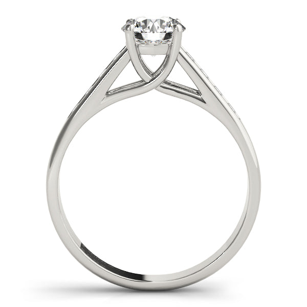 14K White Gold Round Brilliant Trellis Engagement Ring With Channel Set Diamond Accents (1.12ctw)