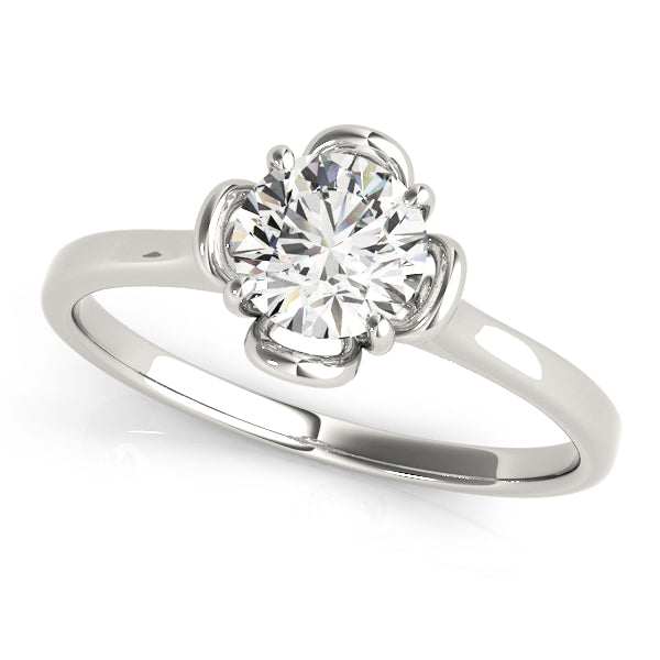 14K White Gold Round Brilliant Floral Inspired Solitaire Engagement Ring (1ct) 