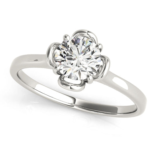 14K White Gold Round Brilliant Floral Inspired Solitaire Engagement Ring (1ct) 