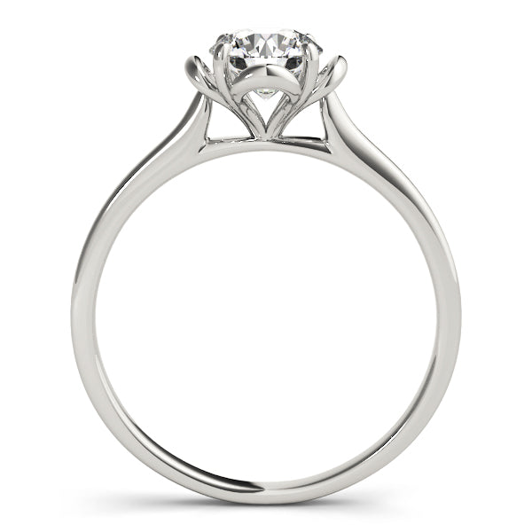 14K White Gold Round Brilliant Floral Inspired Solitaire Engagement Ring (1ct) 