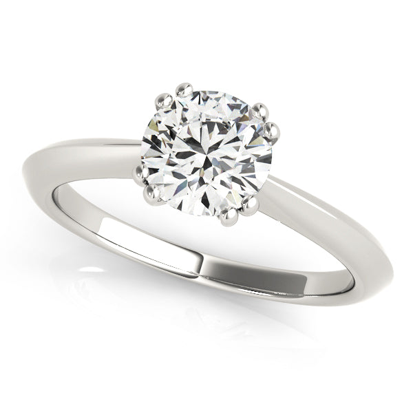 14K White Gold Round Brilliant Double Prong Knife Edge Solitaire Ring (1ct) 