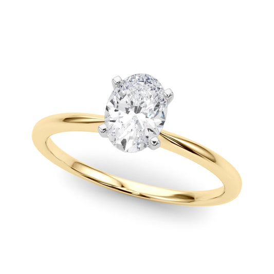 14K Yellow Gold Lab-Grown Oval Cut Diamond Engagement Ring - Options Available