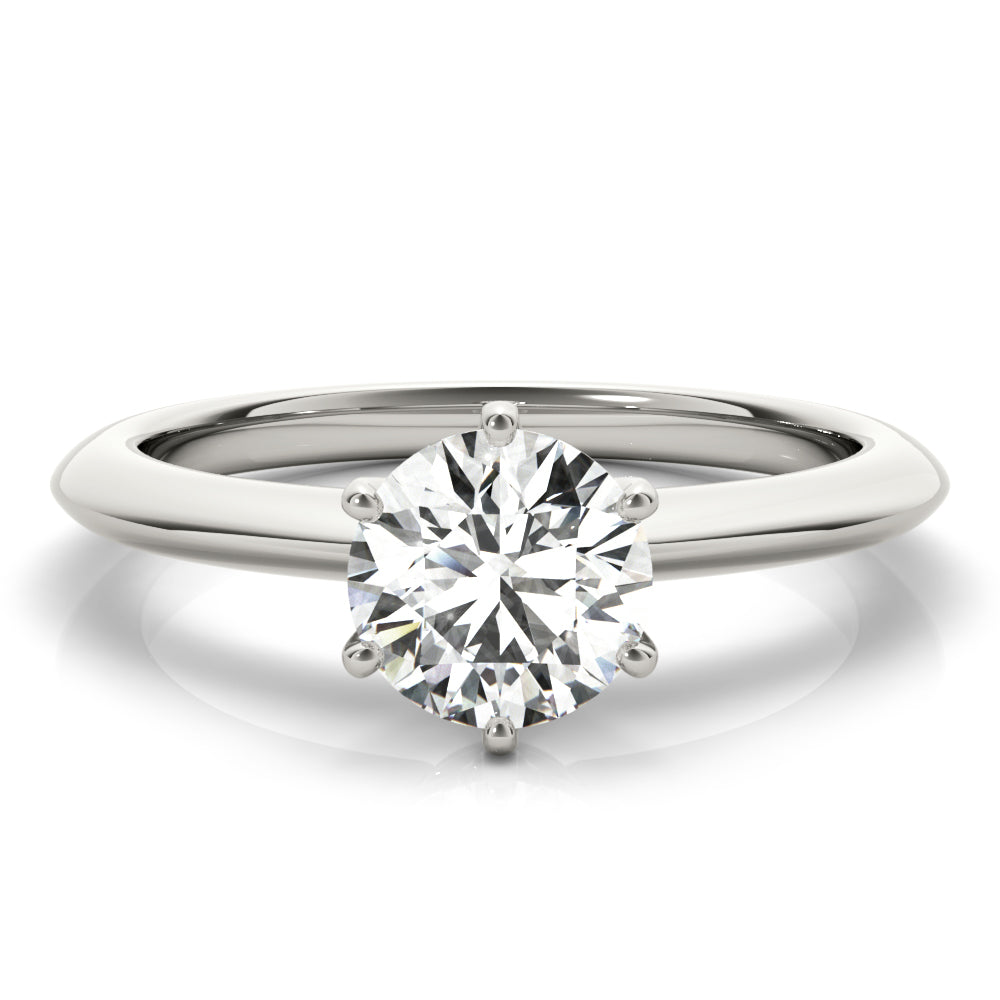 14K White Gold Round Brilliant Six Prong Knife Edge Solitaire Engagement Ring (1ct) 