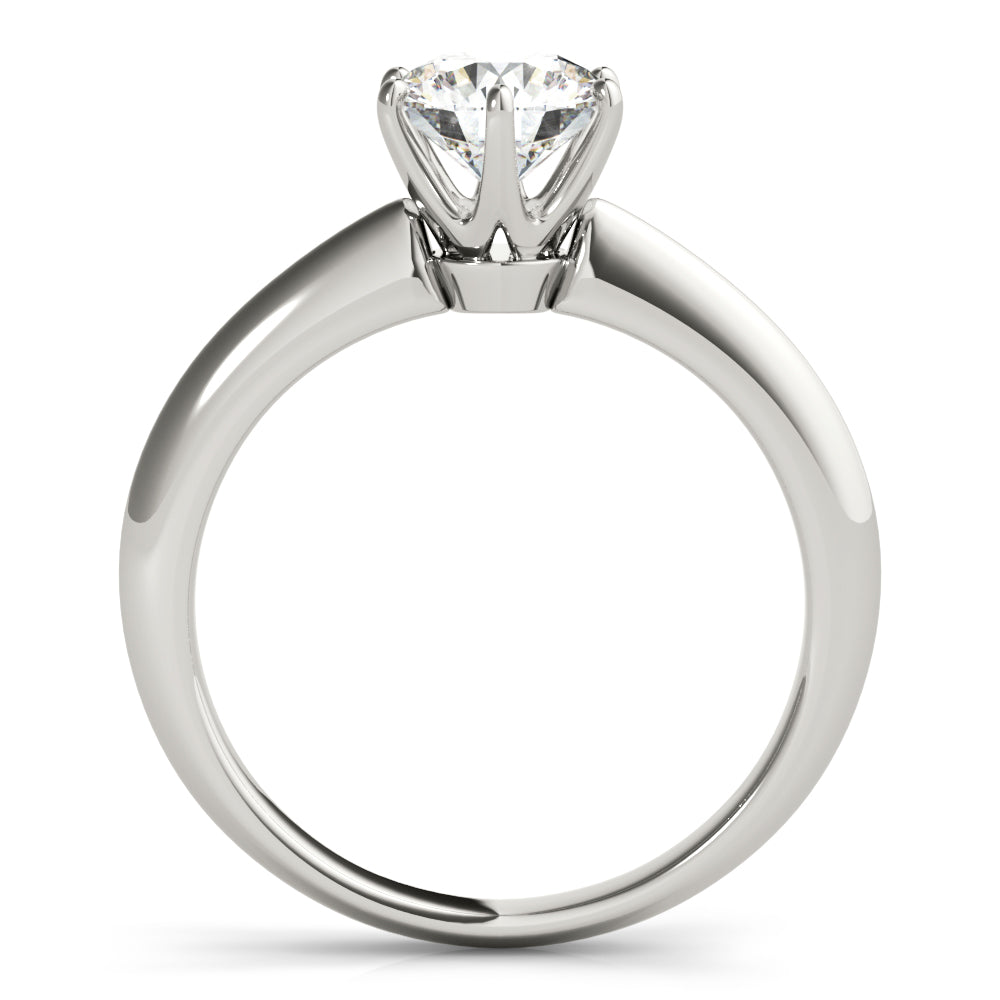 14K White Gold Round Brilliant Six Prong Knife Edge Solitaire Engagement Ring (1ct) 